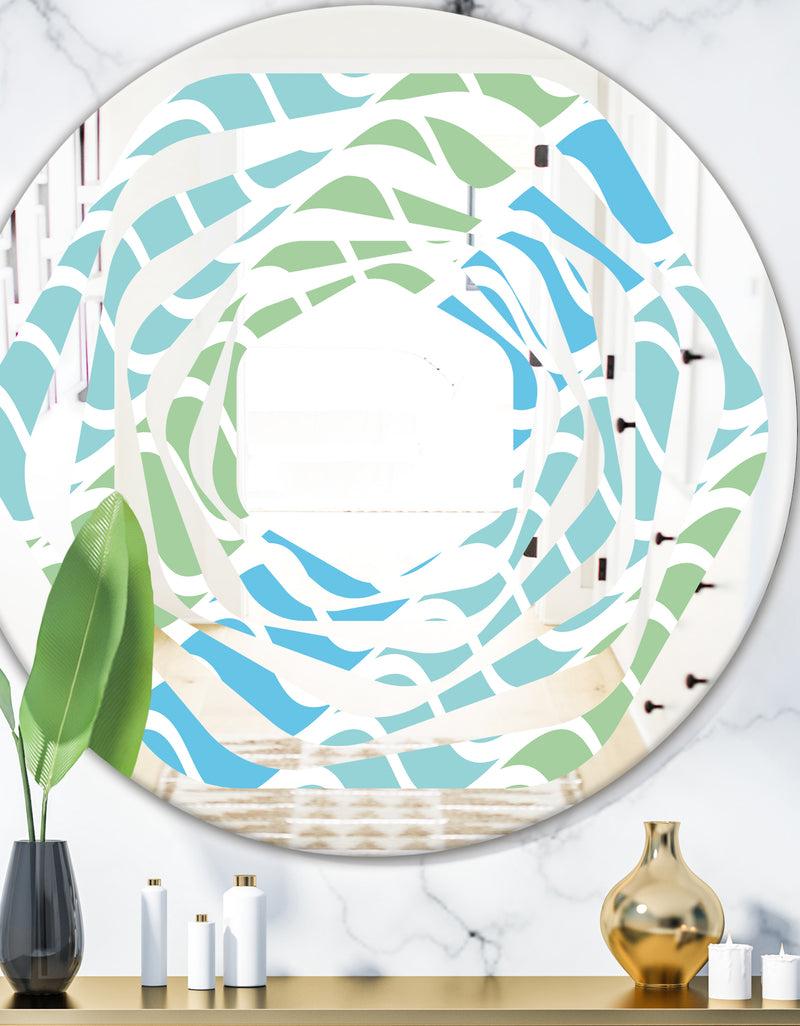 designq Abstract Design Retro Pattern II - Modern Round or Oval Wall Mirror - Whirl