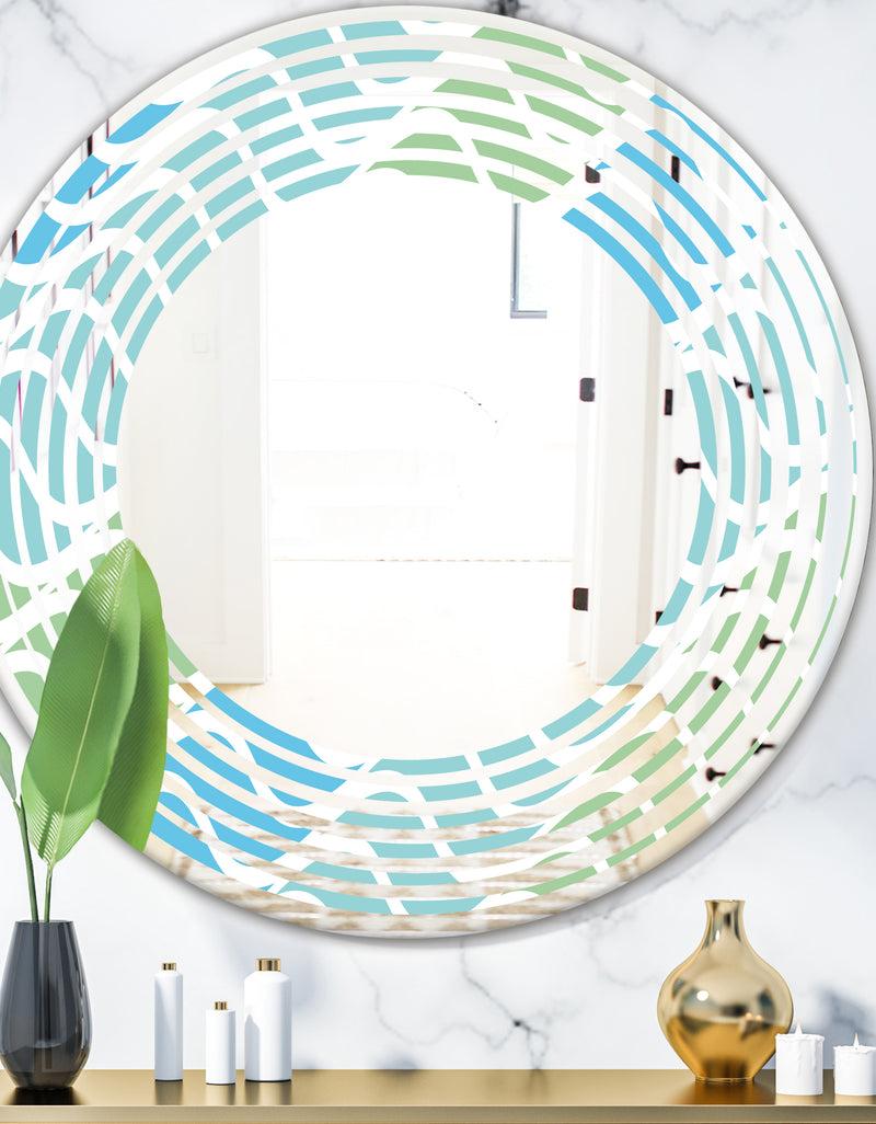 designq Abstract Design Retro Pattern II - Modern Round or Oval Wall Mirror - Wave
