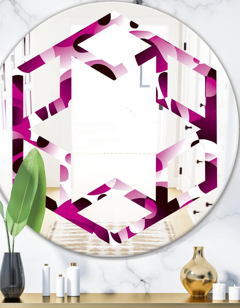 designq Abstract Design Retro Pattern VI - Cottage Round or Oval Wall Mirror - Hexagon Star