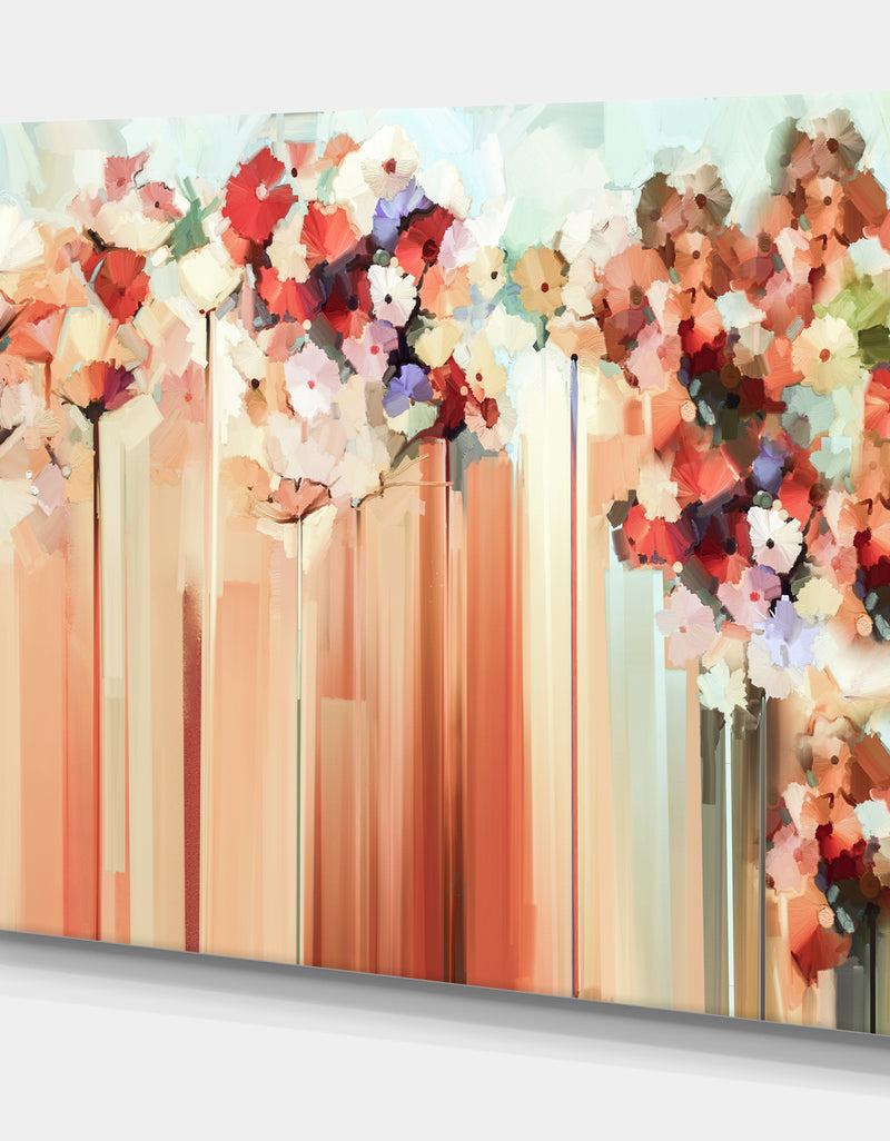 Designq Abstract Floral Oil Color Painting - Floral Painting Print On Wrapped Canvas