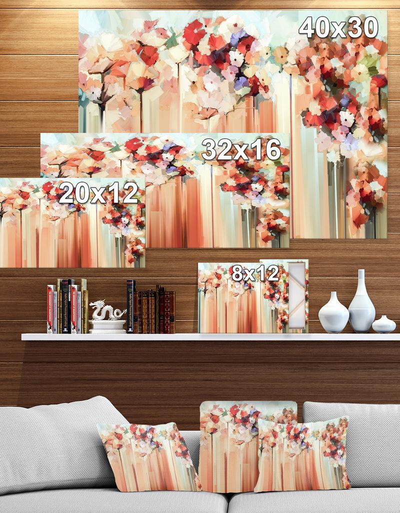 Designq Abstract Floral Oil Color Painting - Floral Painting Print On Wrapped Canvas