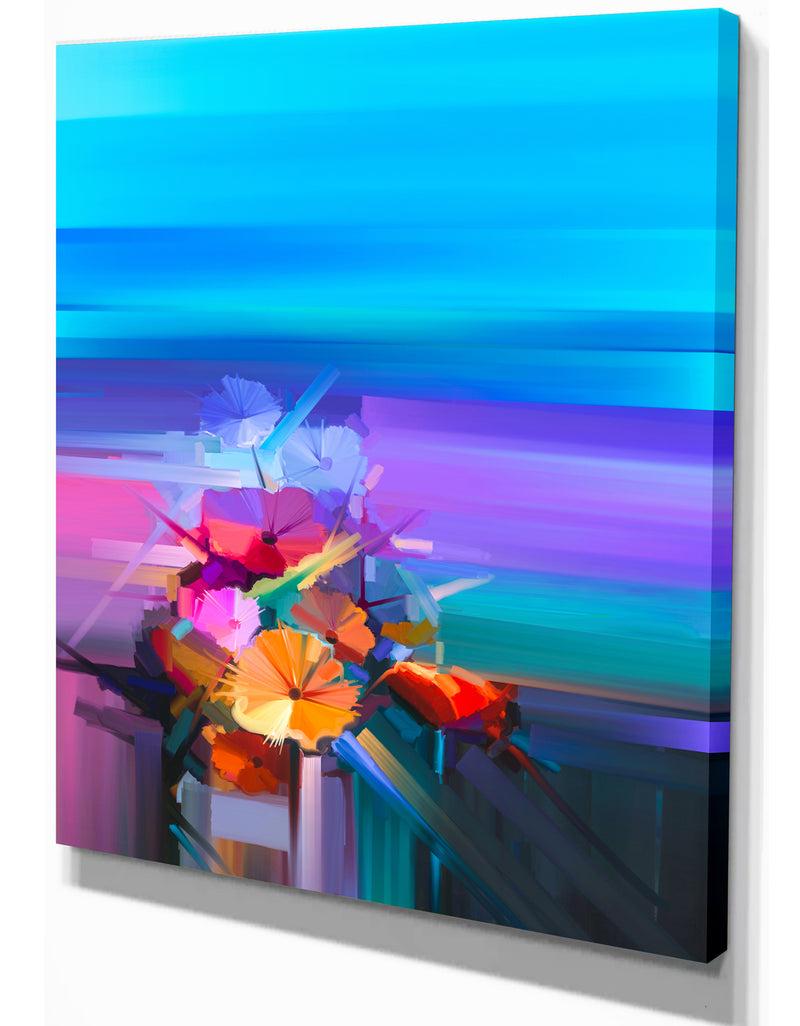 Designq Abstract Floral Spring Flower - Floral Painting Print On Wrapped Canvas