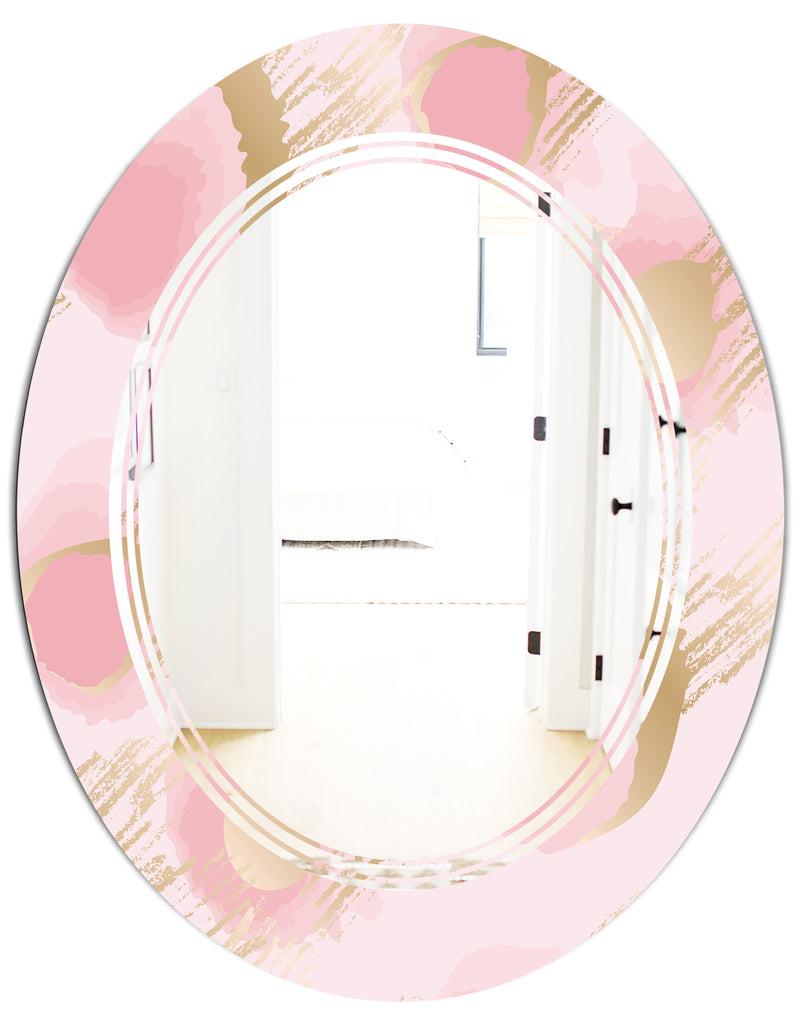 Designq Abstract Flower Design IX - Cottage Round Or Oval Wall Mirror - Triple C