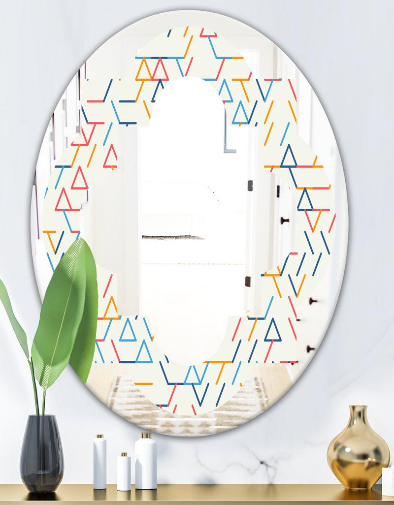Designq Abstract Geometric Background. Pattern. - Modern Round Or Oval Wall Mirror - Quatrefoil