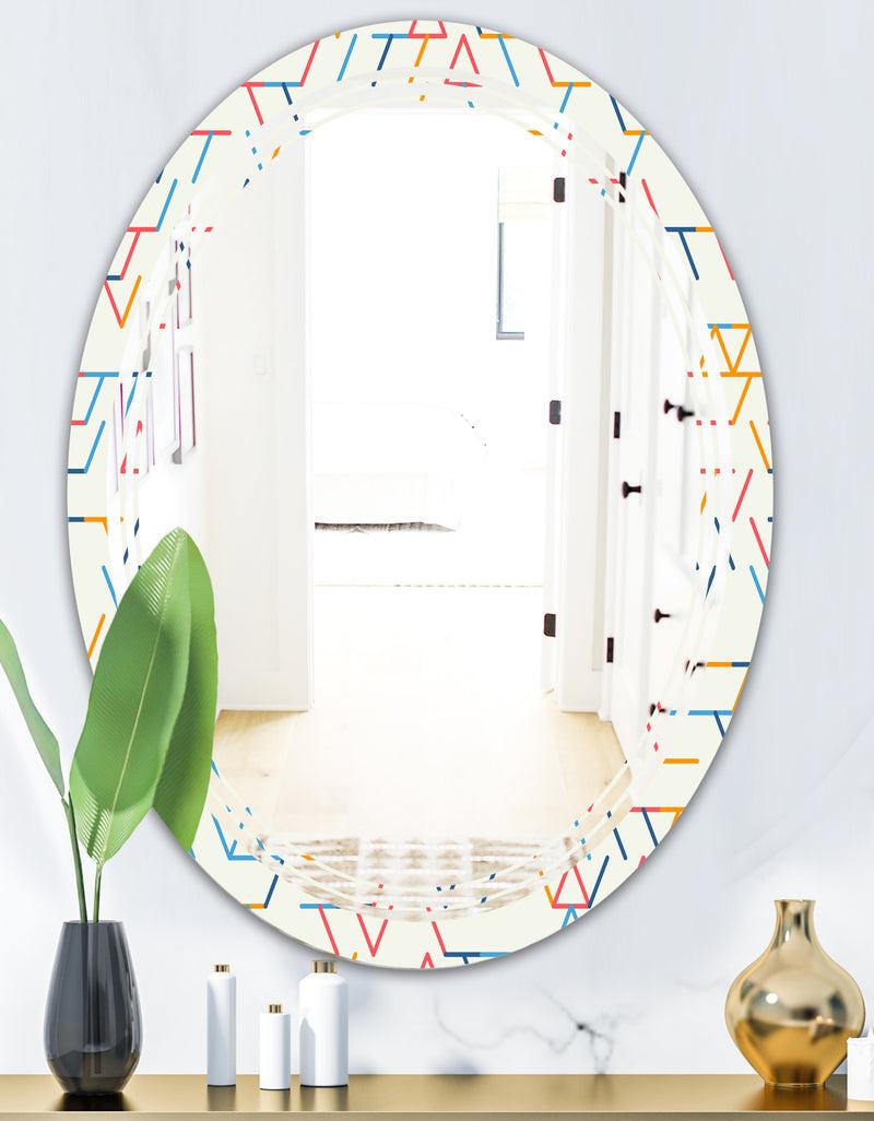 Designq Abstract Geometric Background. Pattern. - Modern Round Or Oval Wall Mirror - Triple C