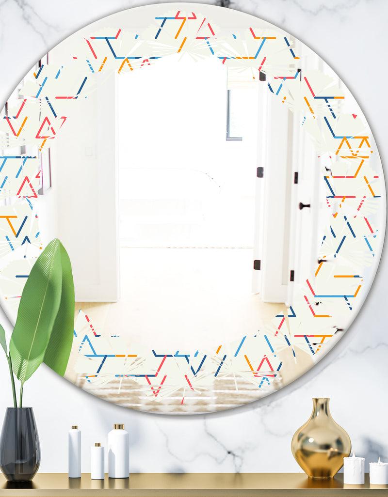 designq Abstract geometric background. pattern. - Modern Round or Oval Wall Mirror - Leaves