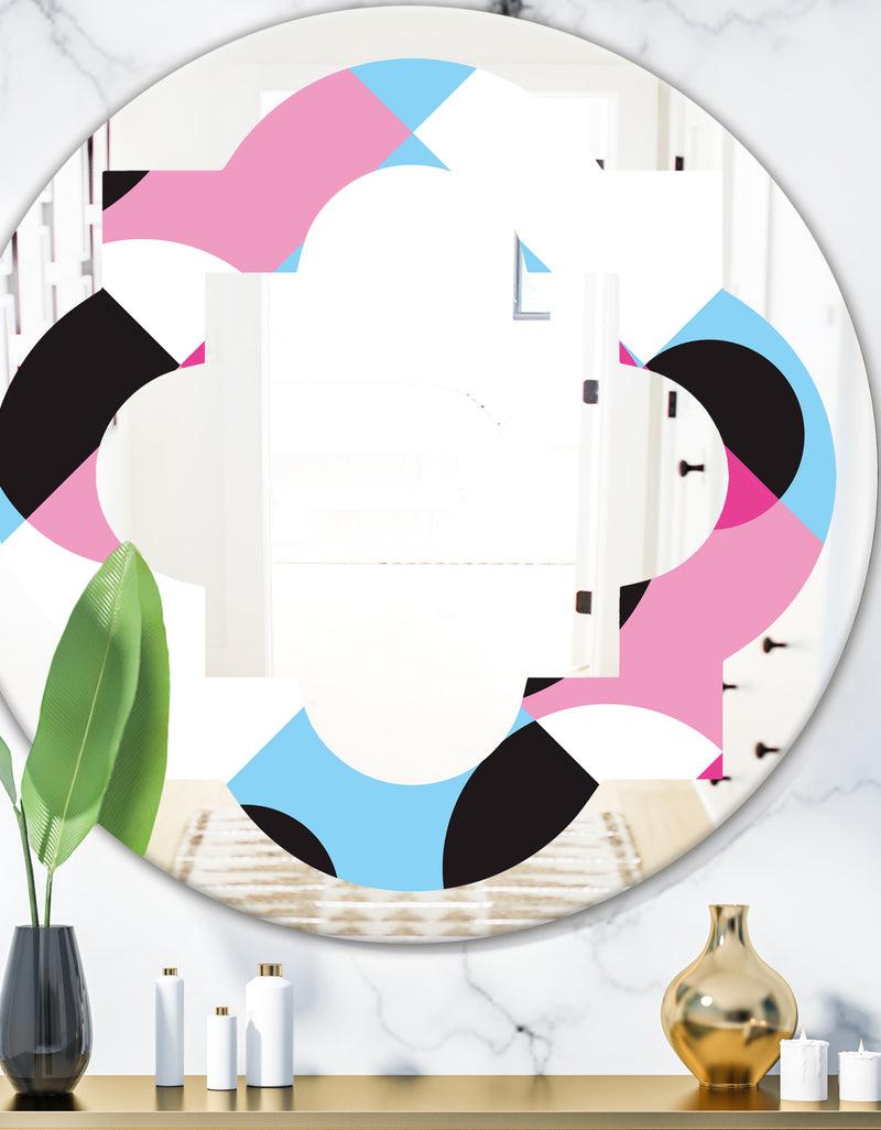 designq Abstract Geometric Retro I - Modern Round or Oval Wall Mirror - Quatrefoil