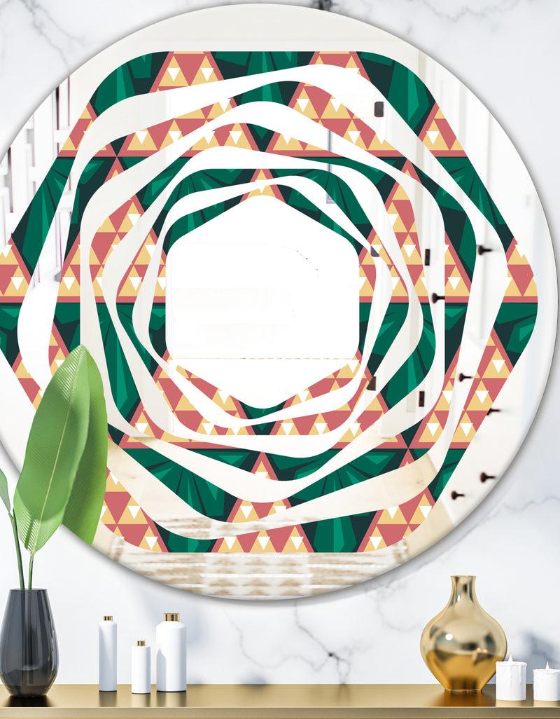 designq Abstract Geometric Retro II - Modern Round or Oval Wall Mirror - Whirl