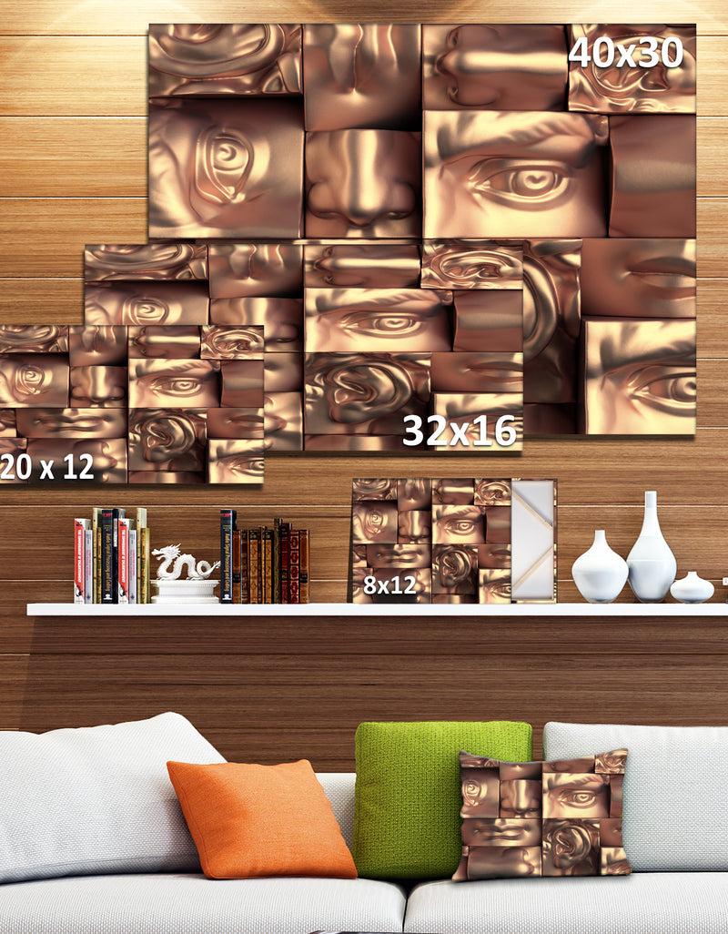 Designq Abstract Golden Blocks'Large Abstract Wall Art
