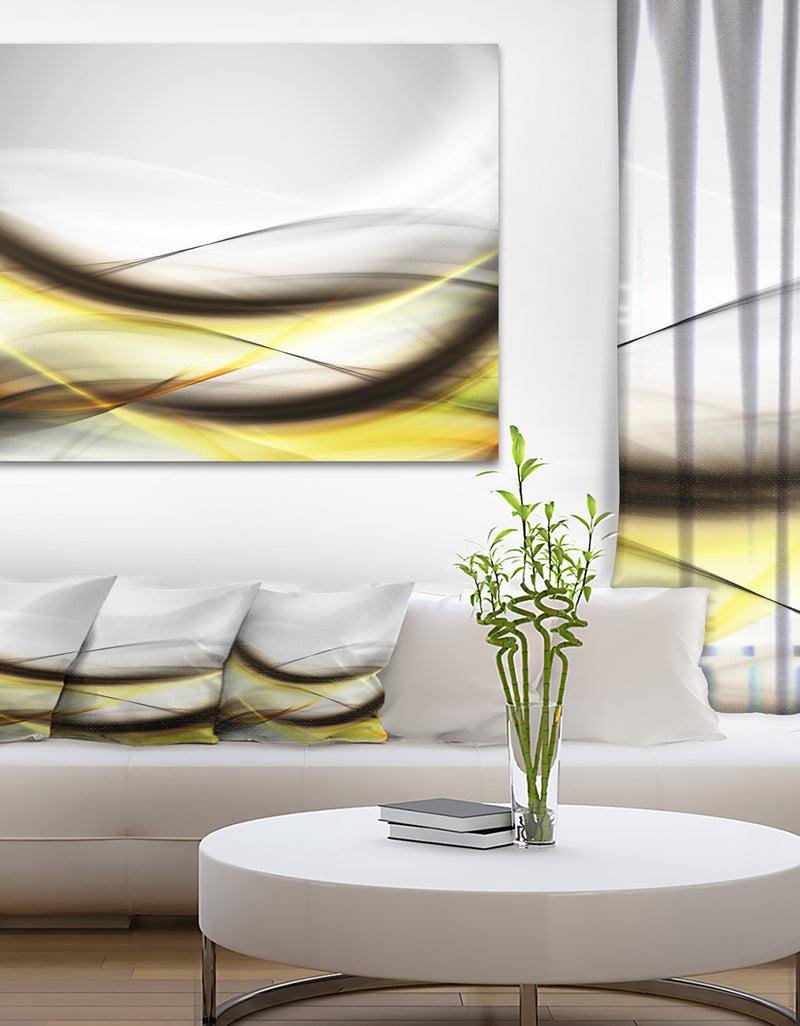 designq Abstract Golden Waves - Abstract Digital Art Canvas Print