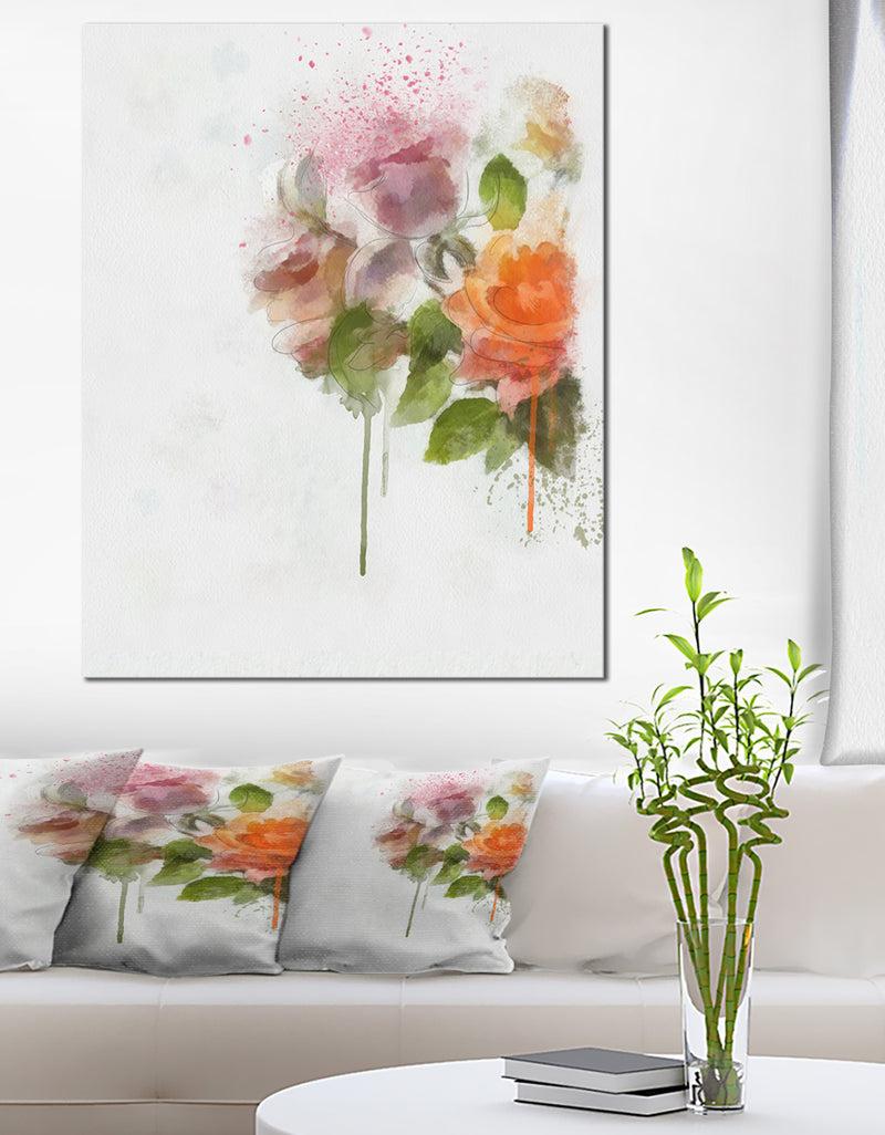 designq Abstract Hand-drawn Flowers Sketch - Flowers Canvas Wall Artwork