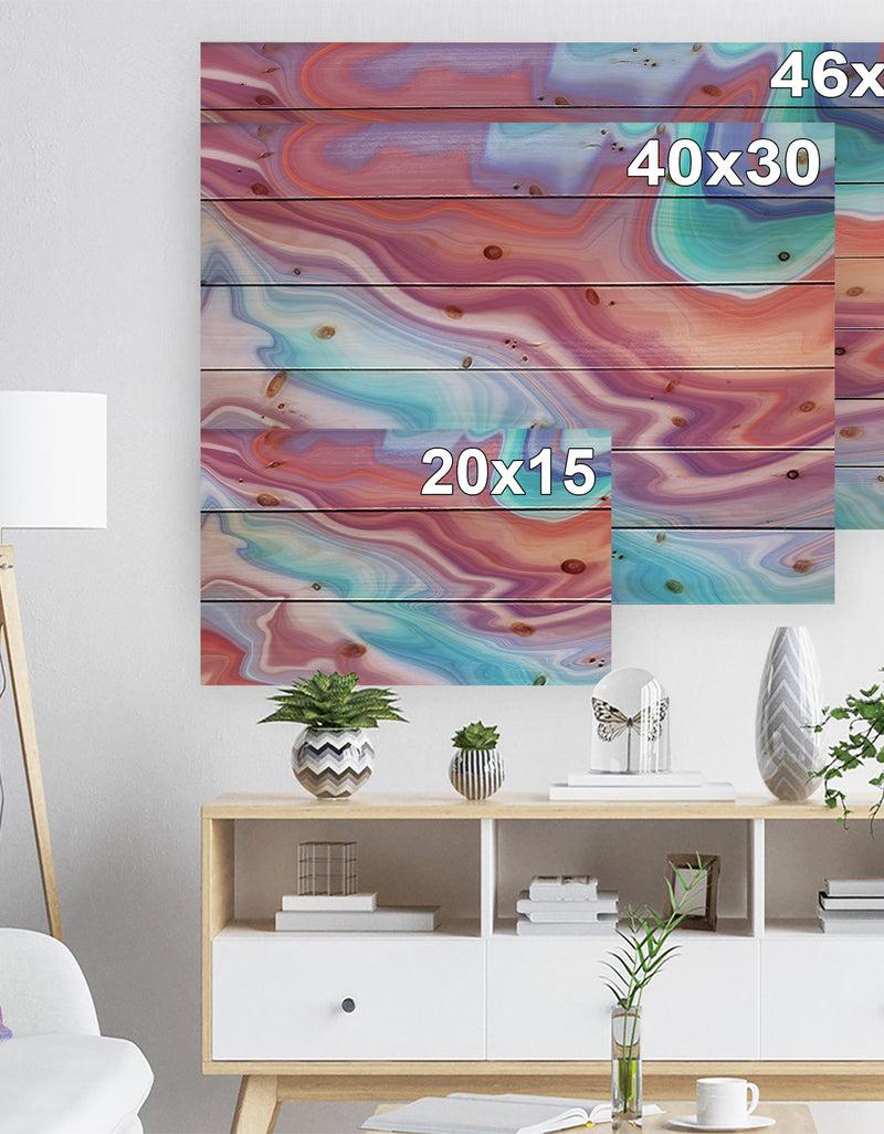 Designq Abstract Marbled Background - Abstract Print On Natural Pine Wood