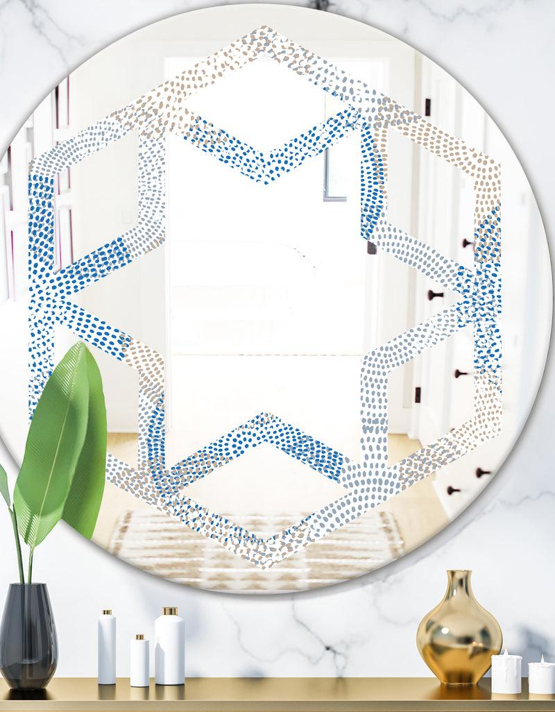 designq Abstract Retro Design I - Modern Round or Oval Wall Mirror - Hexagon Star