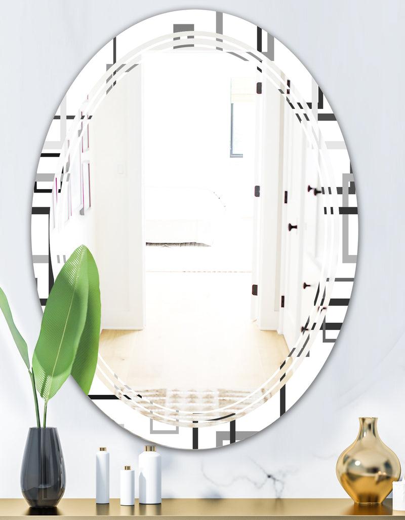 Designq Abstract Retro Design II - Modern Round Or Oval Wall Mirror - Triple C