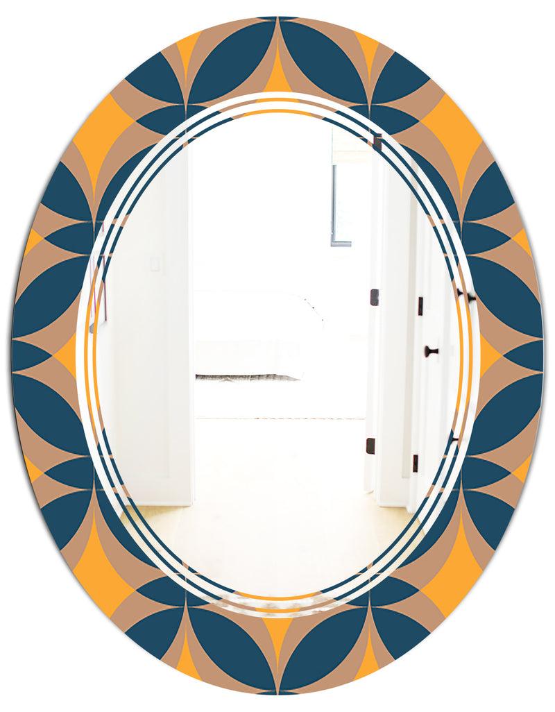 Designq Abstract Retro Design III - Modern Round Or Oval Wall Mirror - Triple C