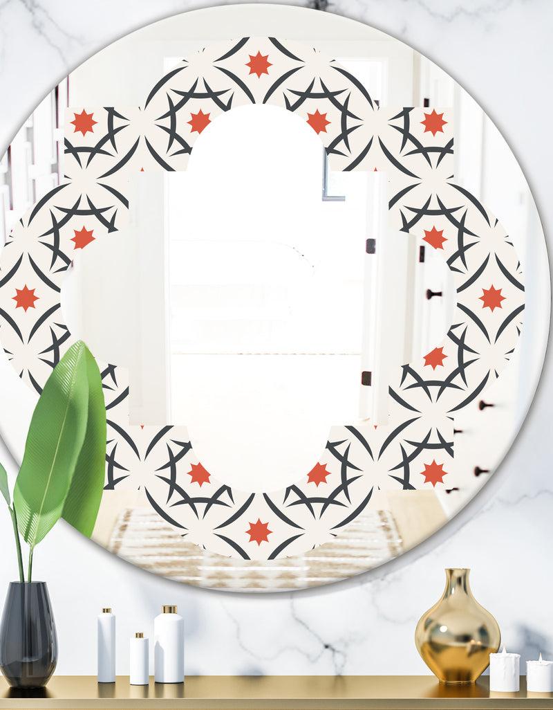 designq Abstract Retro Design V - Modern Round or Oval Wall Mirror - Quatrefoil
