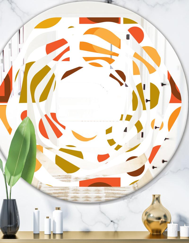 designq Abstract Retro Geometric I - Modern Round or Oval Wall Mirror - Whirl