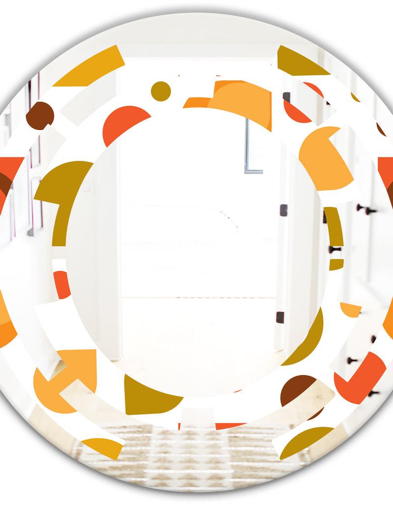 Designq Abstract Retro Geometric I - Modern Round Or Oval Wall Mirror - Space