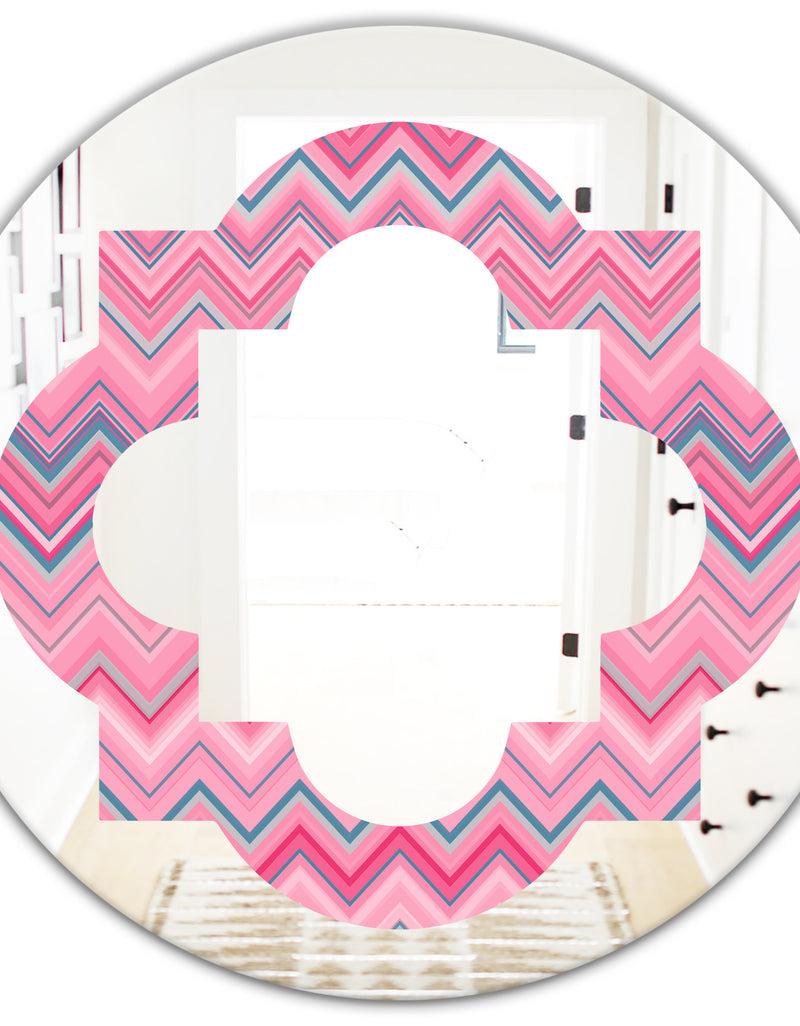 Designq Abstract Retro Geometric III - Modern Round Or Oval Wall Mirror - Quatrefoil