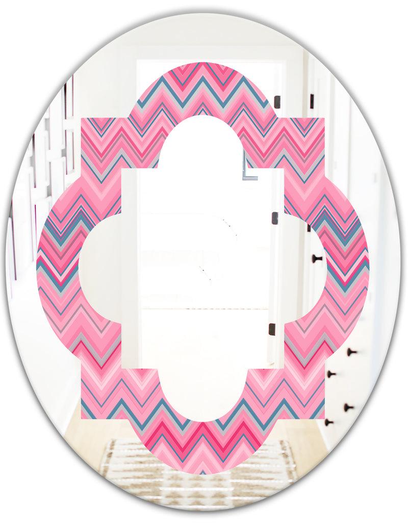 Designq Abstract Retro Geometric III - Modern Round Or Oval Wall Mirror - Quatrefoil
