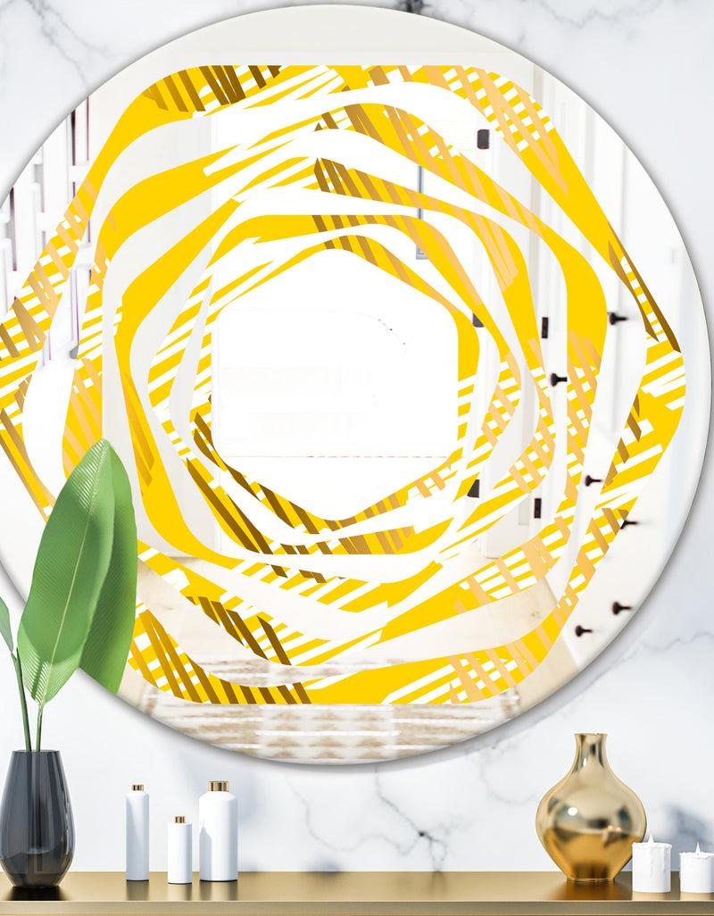 designq Abstract Retro Geometric IV - Modern Round or Oval Wall Mirror - Whirl
