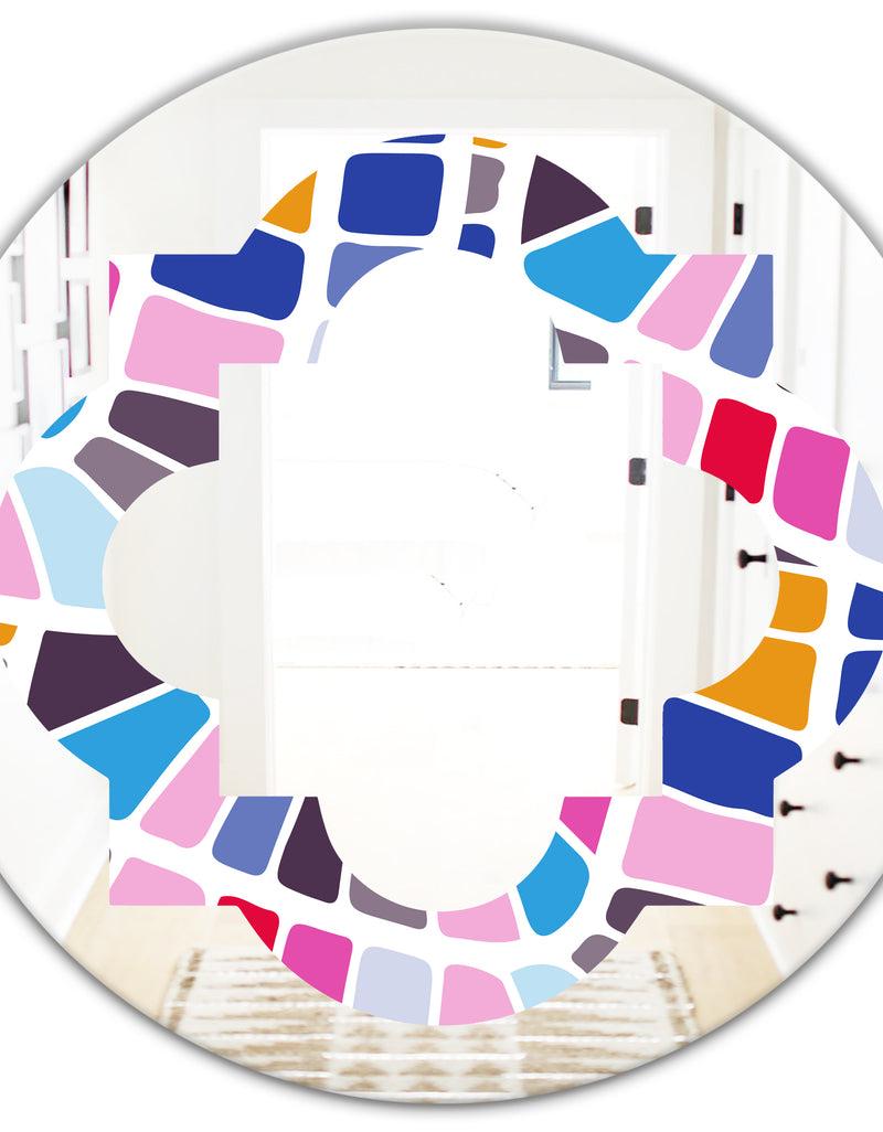 Designq Abstract Retro Geometric Pattern I - Modern Round Or Oval Wall Mirror - Quatrefoil