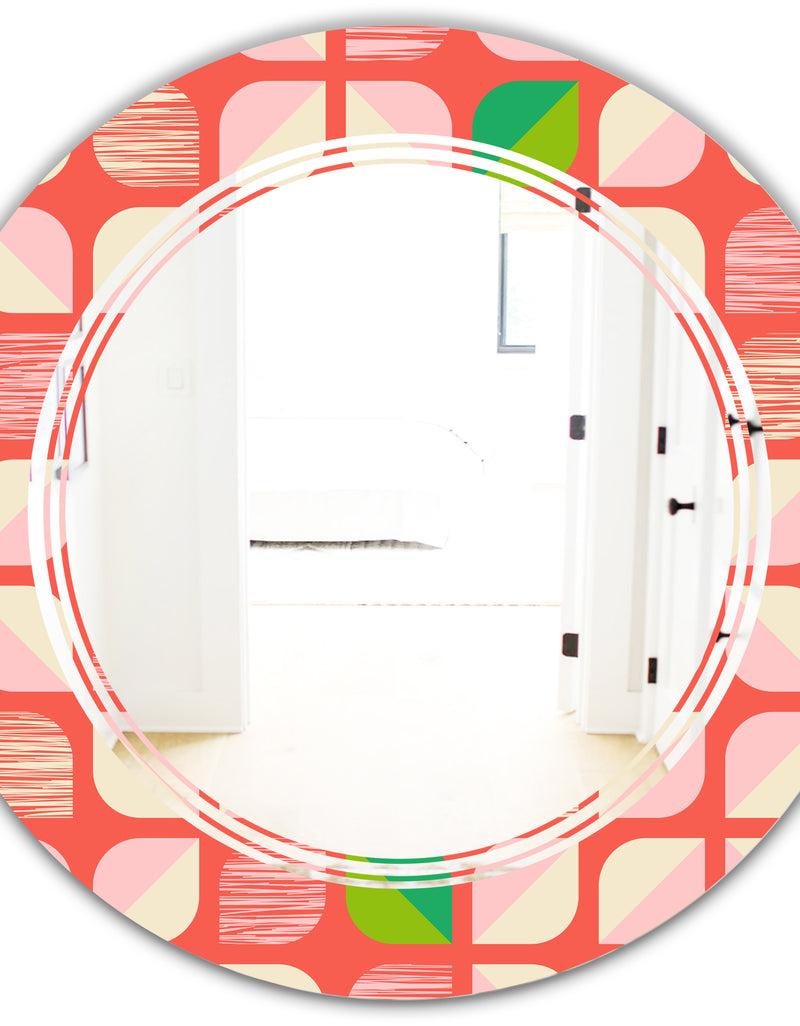 Designq Abstract Retro Geometric Pattern VIII - Modern Round Or Oval Wall Mirror - Triple C