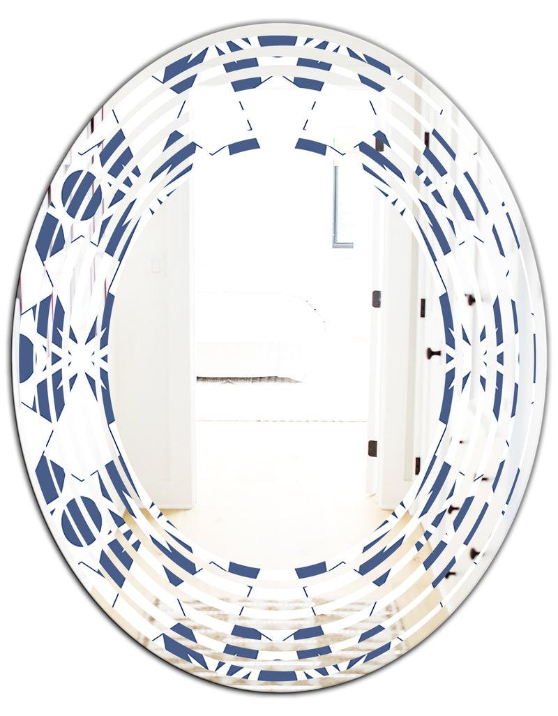 Designq Abstract Retro Geometrical Design I - Modern Round Or Oval Wall Mirror - Wave