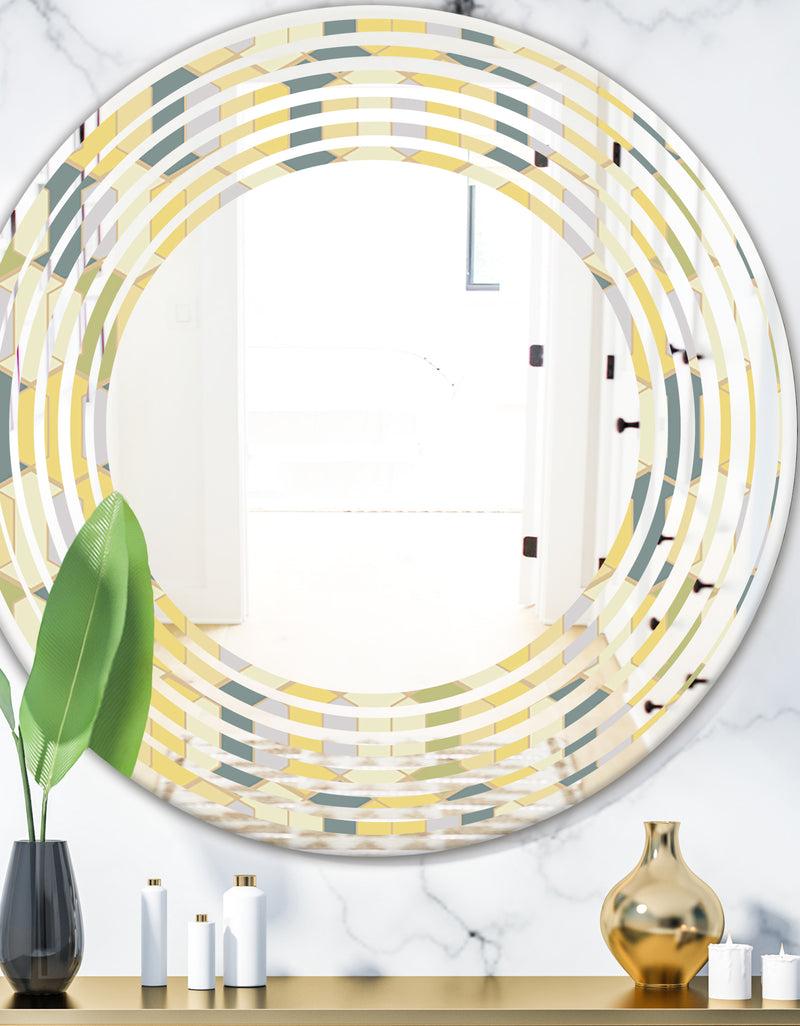 designq Abstract Retro Geometrical Design II - Modern Round or Oval Wall Mirror - Wave