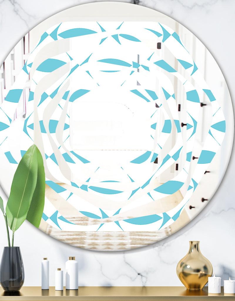 designq Abstract Retro Geometrical Design III - Modern Round or Oval Wall Mirror - Whirl