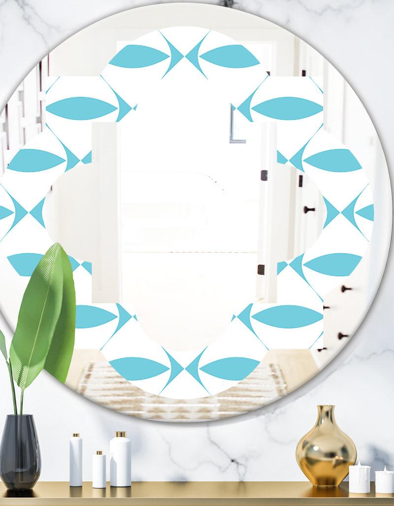 designq Abstract Retro Geometrical Design III - Modern Round or Oval Wall Mirror - Quatrefoil