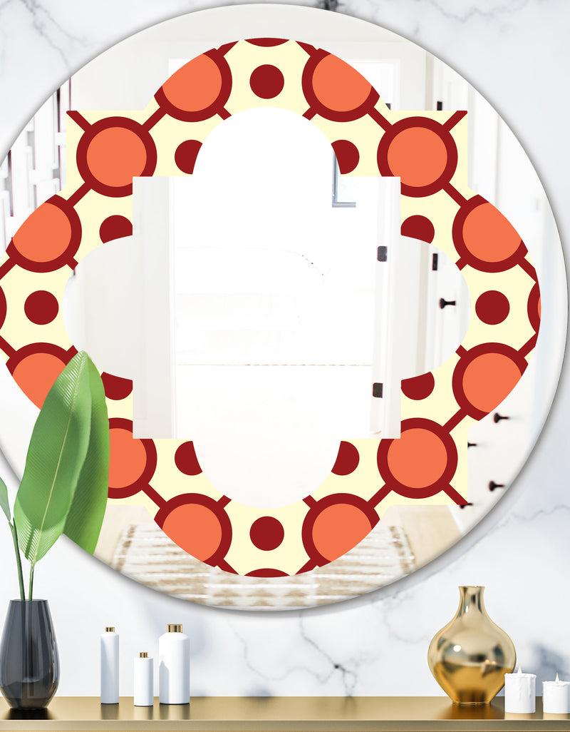 designq Abstract Retro Geometrical Design IX - Modern Round or Oval Wall Mirror - Quatrefoil