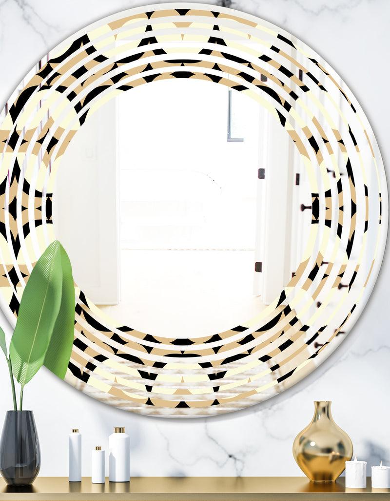 designq Abstract Retro Geometrical Design VII - Modern Round or Oval Wall Mirror - Wave