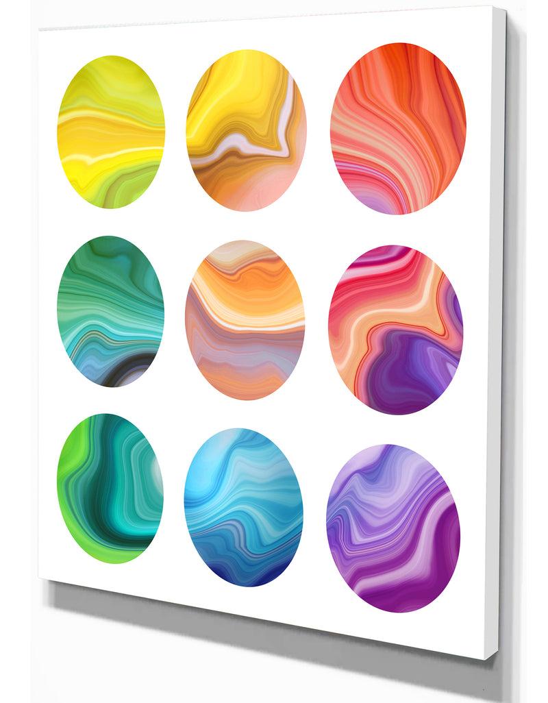 Designq Abstract Round Labels Set - Stone Photographic On Wrapped Canvas