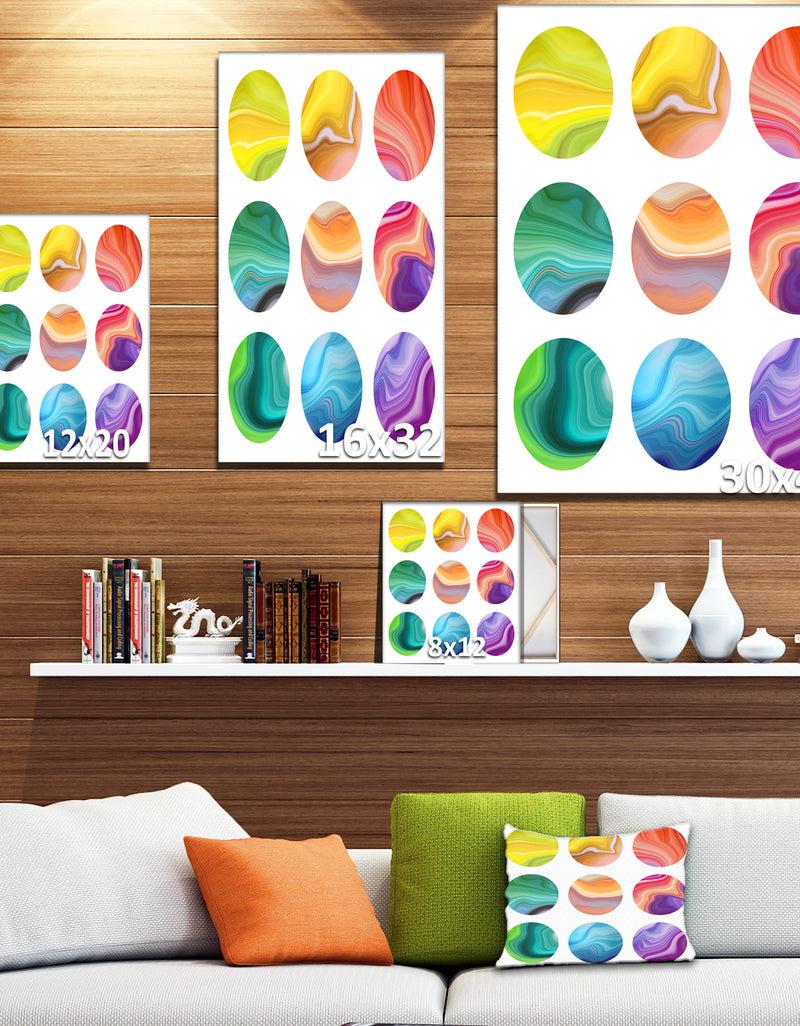 Designq Abstract Round Labels Set - Stone Photographic On Wrapped Canvas