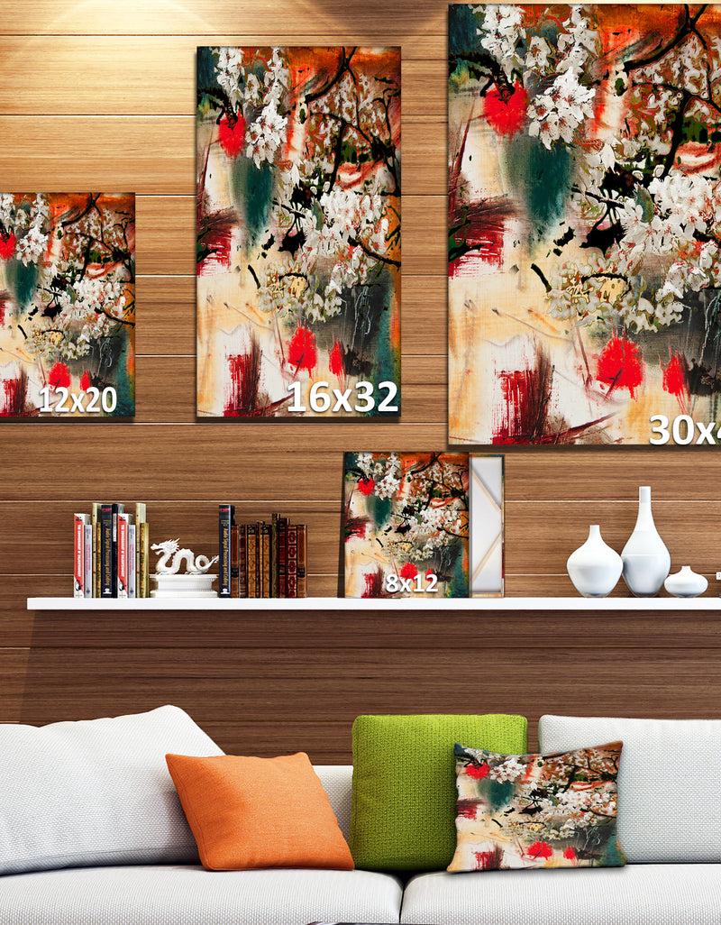 Designq Abstract Spring Motif - Floral Painting Print On Wrapped Canvas