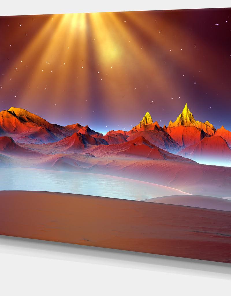 Designq Alien Landscape At Sunset - Landscape Canvas Wall Artwork