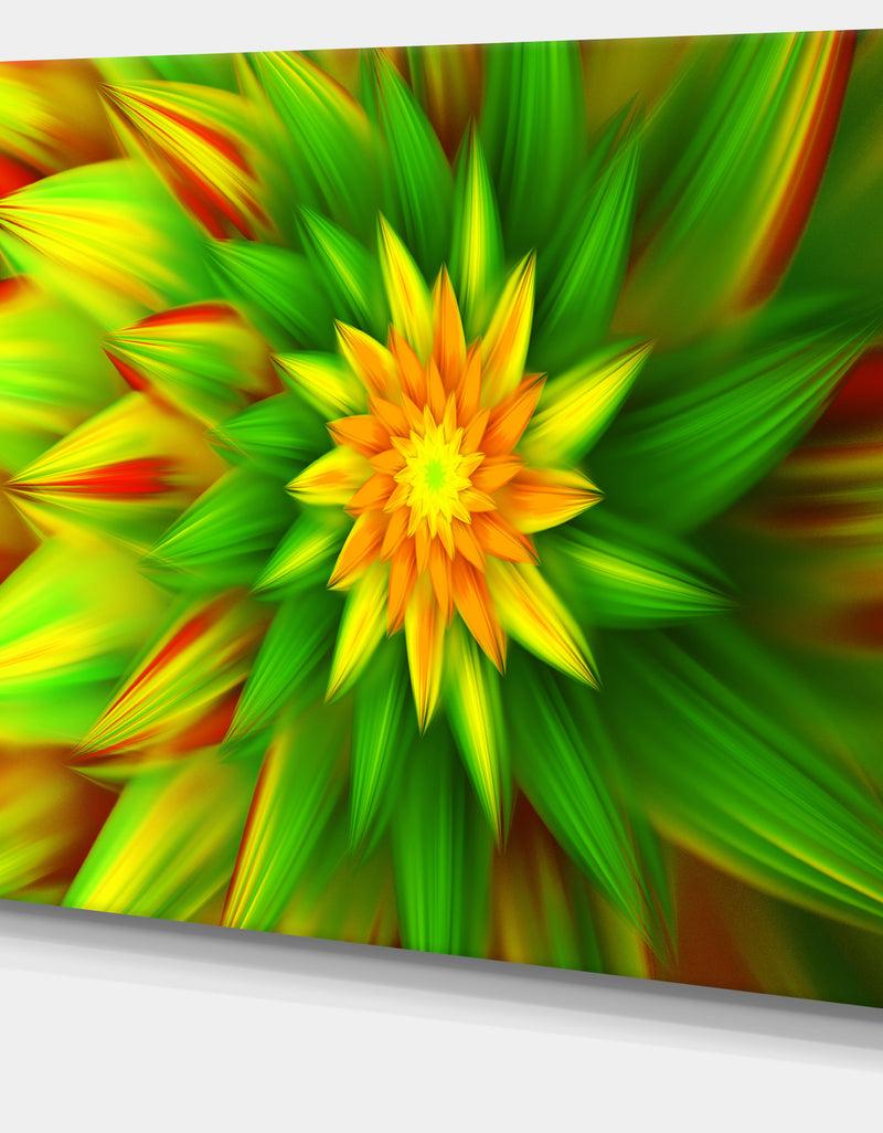Designq Amazing Dance Of Green Petals - Extra Large Floral Canvas Art Print