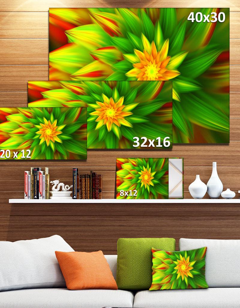 Designq Amazing Dance Of Green Petals - Extra Large Floral Canvas Art Print
