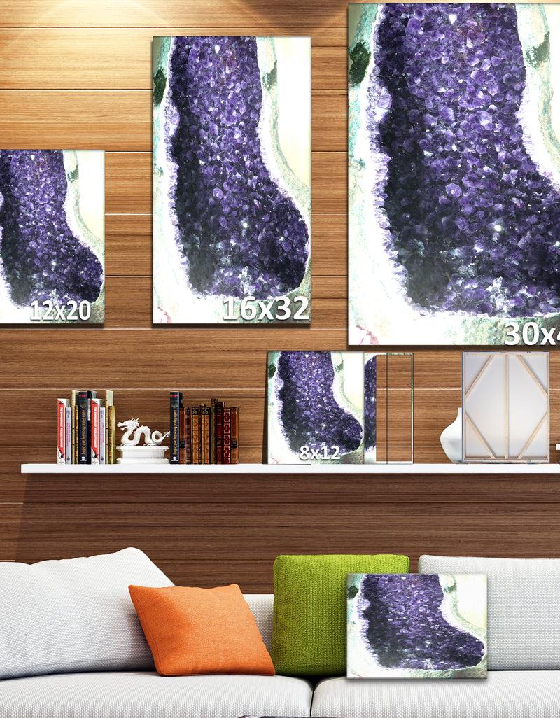 Designq Amethyst Geode On Black Beautiful Natural Crystals Gemstone - Stone Photographic On Wrapped Canvas