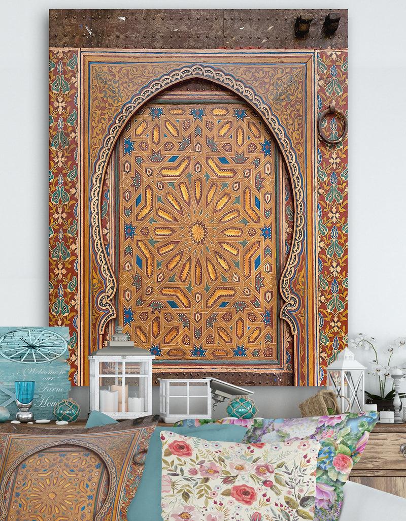 designq Ancient Door Painting Morroco - Vintage Gallery-wrapped Canvas