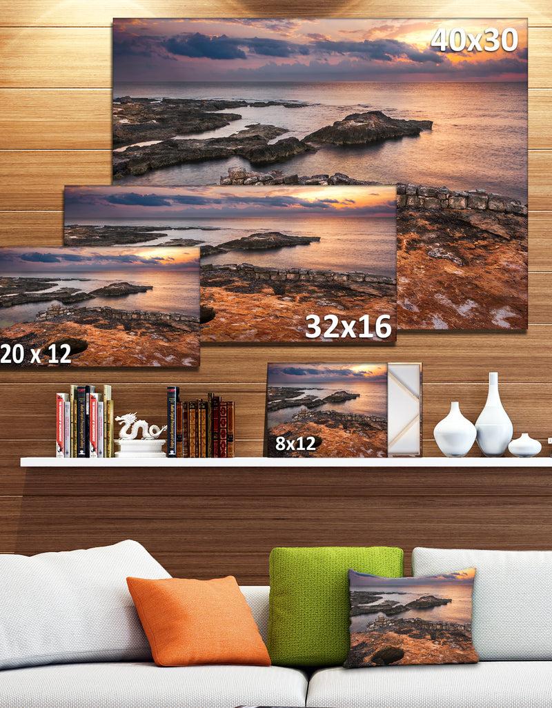 Designq Ancient Ruins On Beach Sunset - Oversized Beach Canvas Artwork