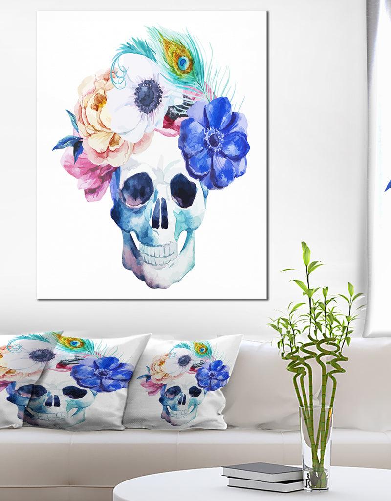 designq Anemones and Scull - Floral Digital Canvas Art Print