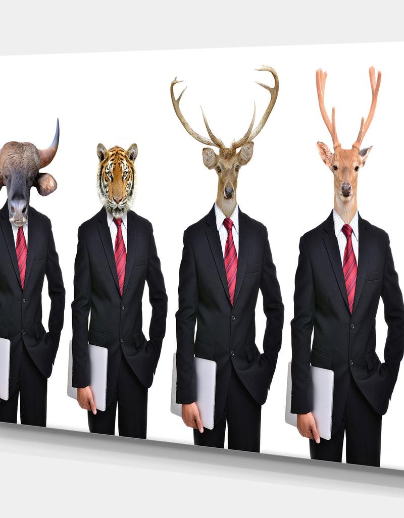 Designq Animals In Americana Suit - Animals Photography Print On Wrapped Canvas