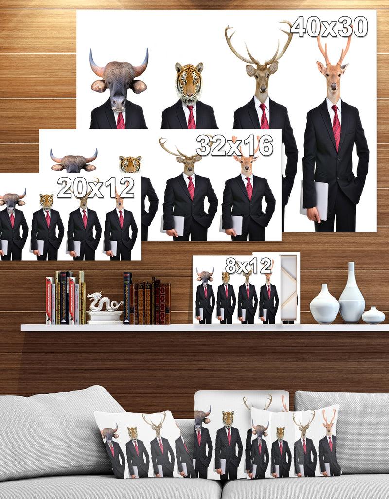 Designq Animals In Americana Suit - Animals Photography Print On Wrapped Canvas