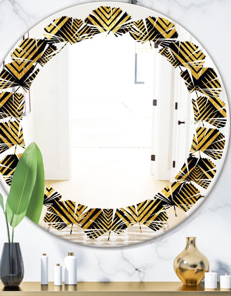 designq Art Deco Seal pattern - Modern Round or Oval Wall Mirror - Leaves