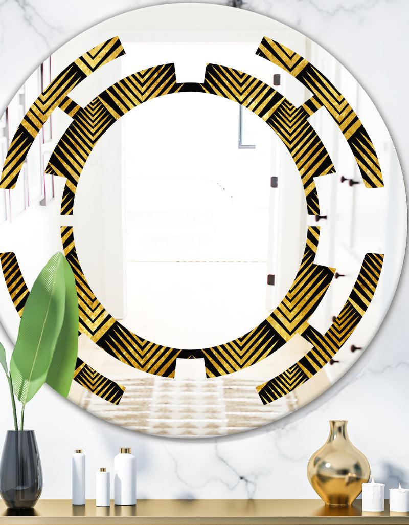 designq Art Deco Seal pattern - Modern Round or Oval Wall Mirror - Space