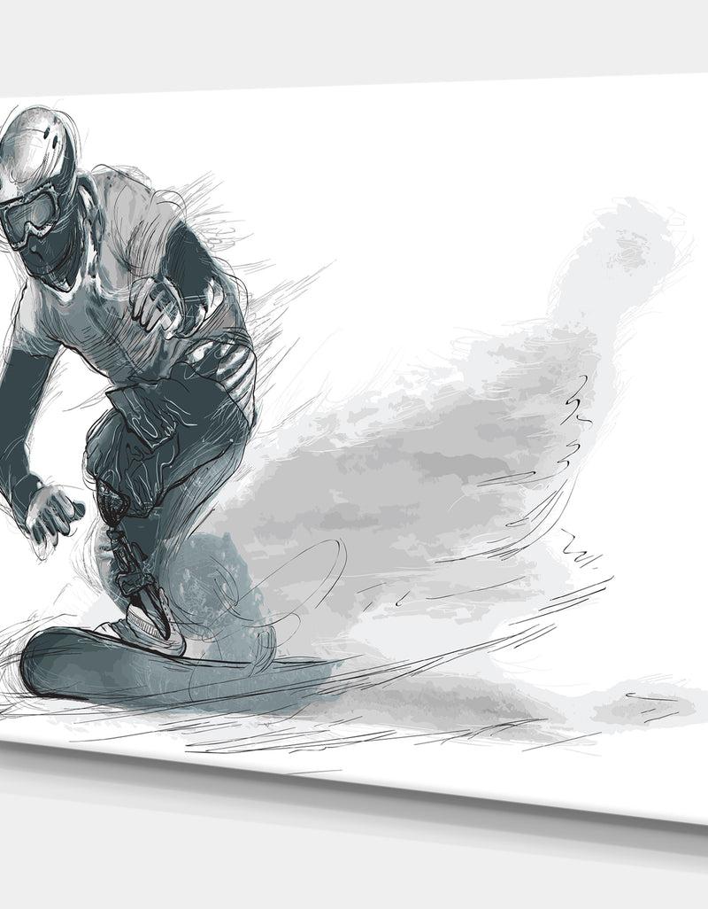 Designq Athletes In Snowboarding - People Painting Print On Wrapped Canvas