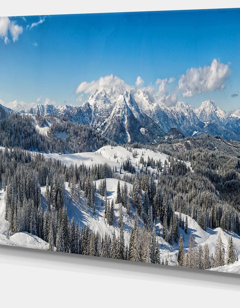 Designq Austrian Alps Winter Panorama - Landscape Art Canvas Print