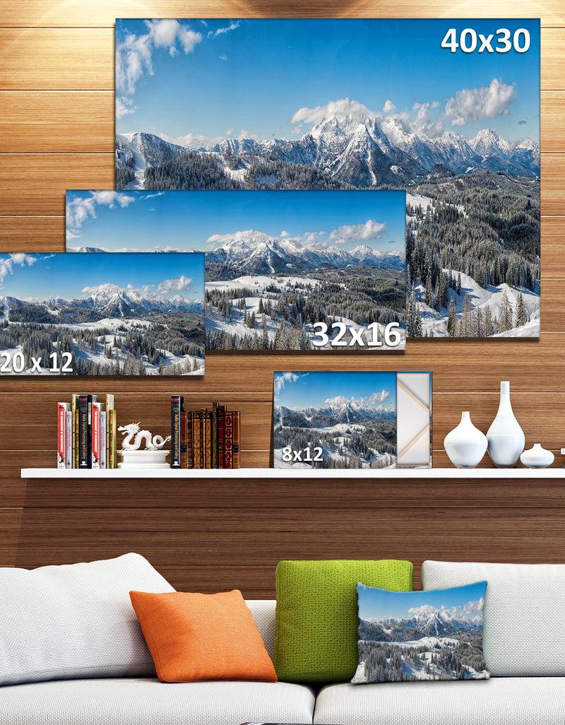 Designq Austrian Alps Winter Panorama - Landscape Art Canvas Print